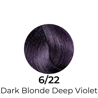 Dark Blonde Deep Violet hair color swatch 6/22 for salon or home use
