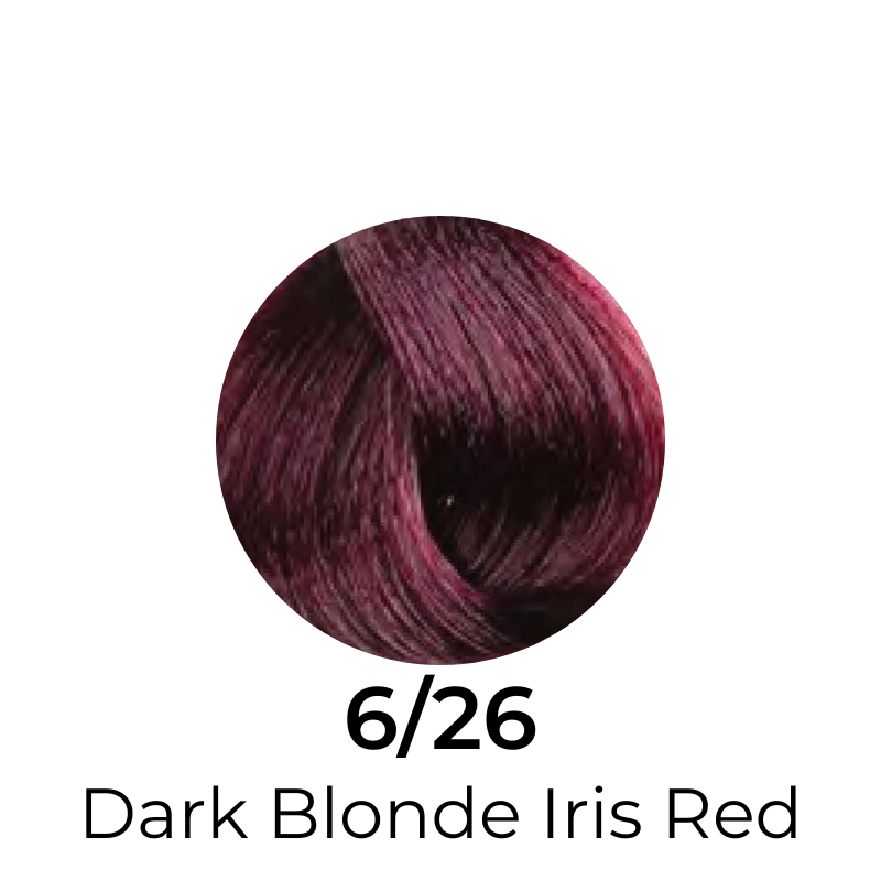 Dark Blonde Iris Red hair color swatch 6/26 for salon or home use