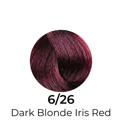 Dark Blonde Iris Red hair color swatch 6/26 for salon or home use