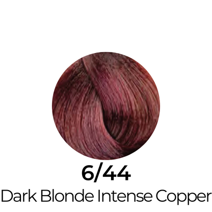Dark Blonde Intense Copper hair color swatch 6/44 for salon or home use