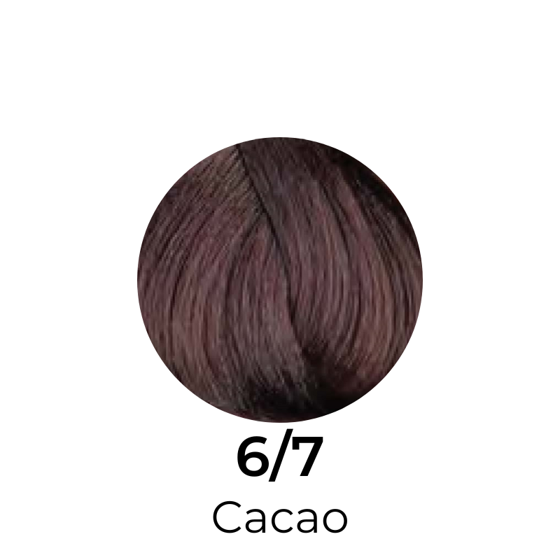 Cacao 6/7 hair color swatch, rich brown shade for professional hair dye