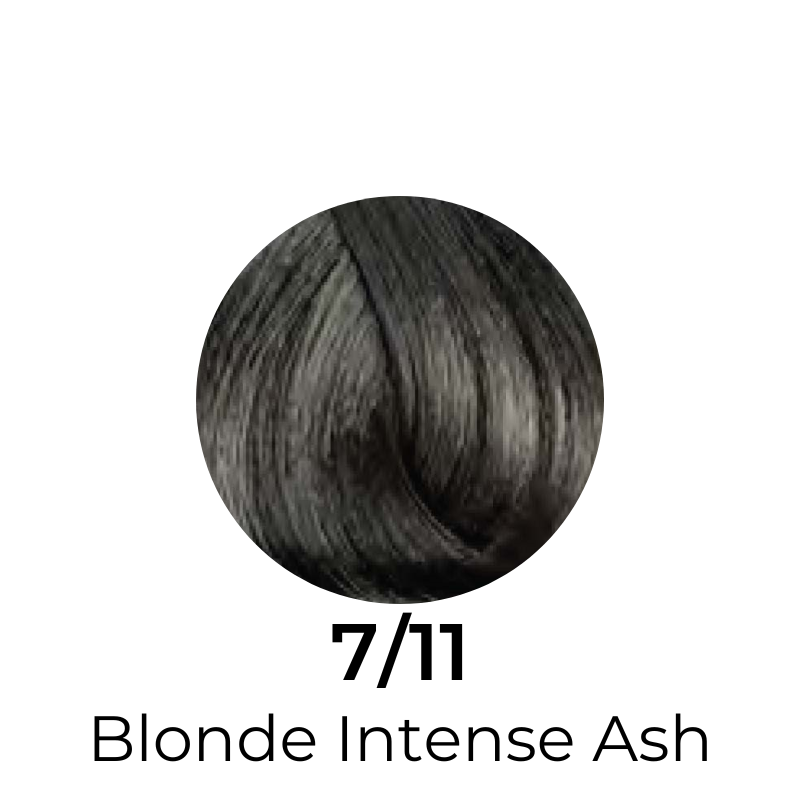 Blonde Intense Ash 7/11 hair color swatch for professional salon use