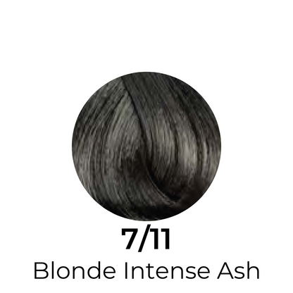 Blonde Intense Ash 7/11 hair color swatch for professional salon use