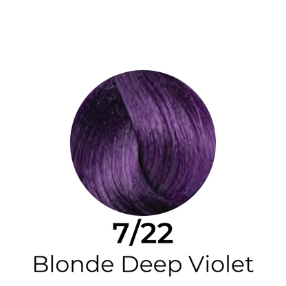 7/22 Blonde Deep Violet hair color swatch for vibrant purple tone