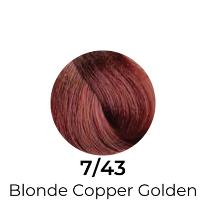Blonde Copper Golden hair color swatch 7/43 for salon or home use