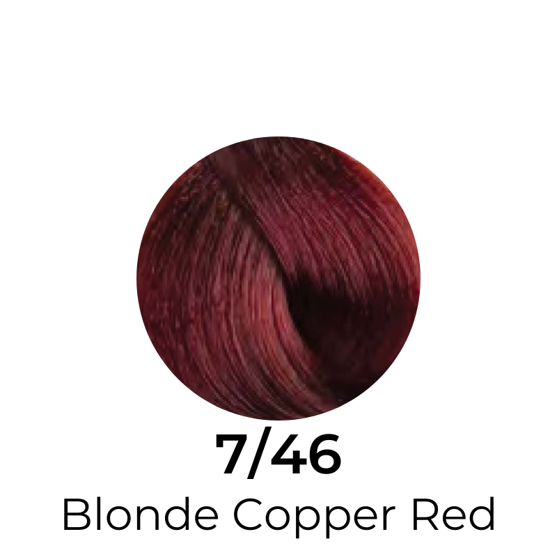 Blonde Copper Red hair color swatch 7/46 for salon or home use