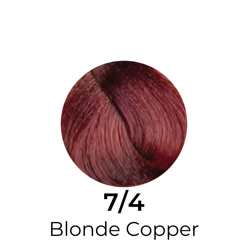Blonde Copper 7/4 hair color swatch, rich warm tone for salon or home use