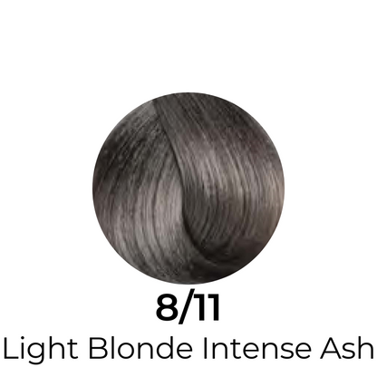 Light Blonde Intense Ash 8/11 hair color swatch for salon or home use