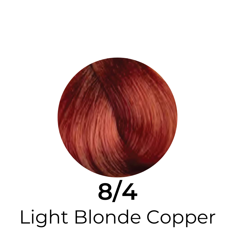 Light Blonde Copper hair color swatch 8/4 for salon or home use