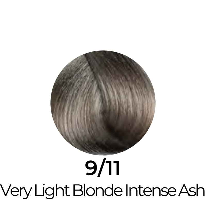 Very Light Blonde Intense Ash 9/11 hair color swatch for salon or home use