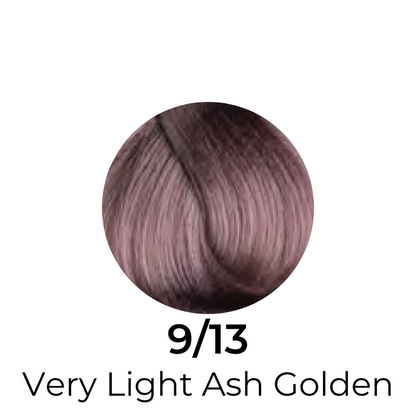 Very Light Ash Golden hair color swatch 9/13 for salon or home use