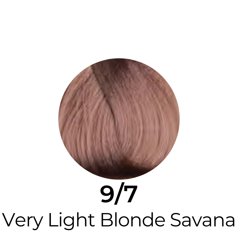 9/7 Very Light Blonde Savana hair color swatch for European beauty styling