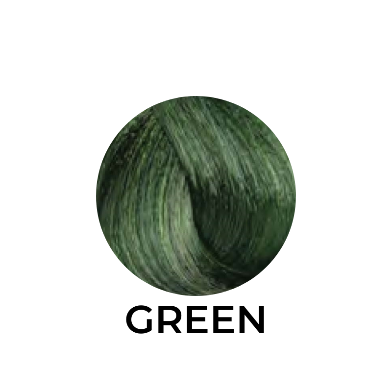 Vibrant green hair color swatch for salon or home use, showcasing rich tone and texture