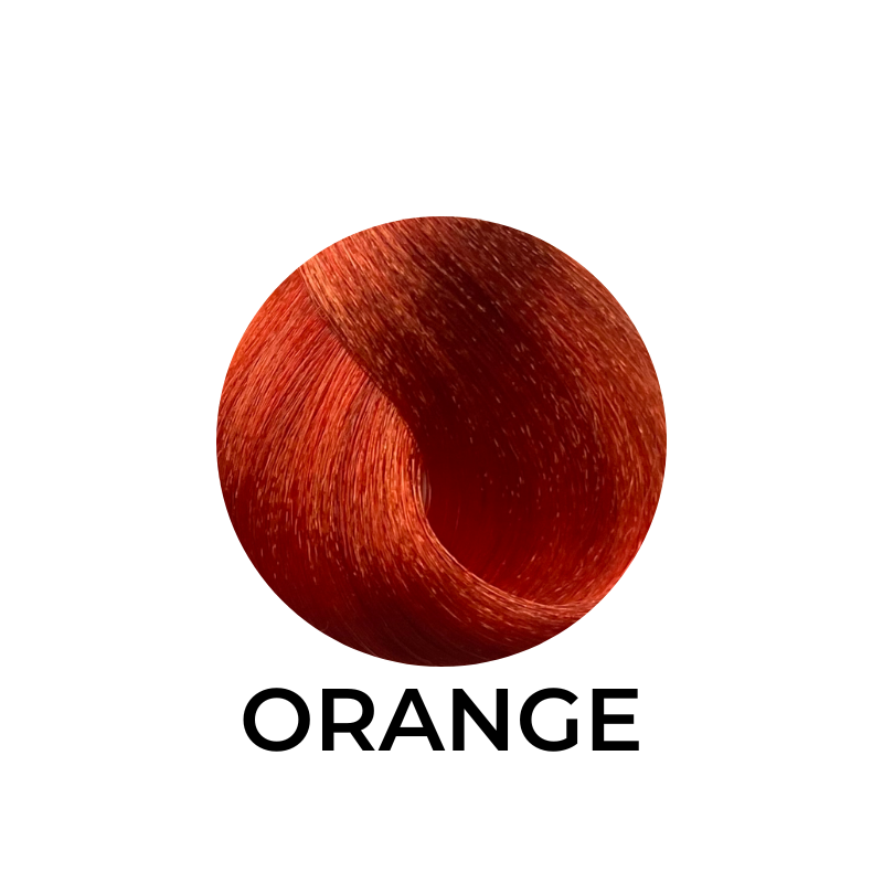 Vibrant orange hair color swatch, rich red-orange tone for beauty styling