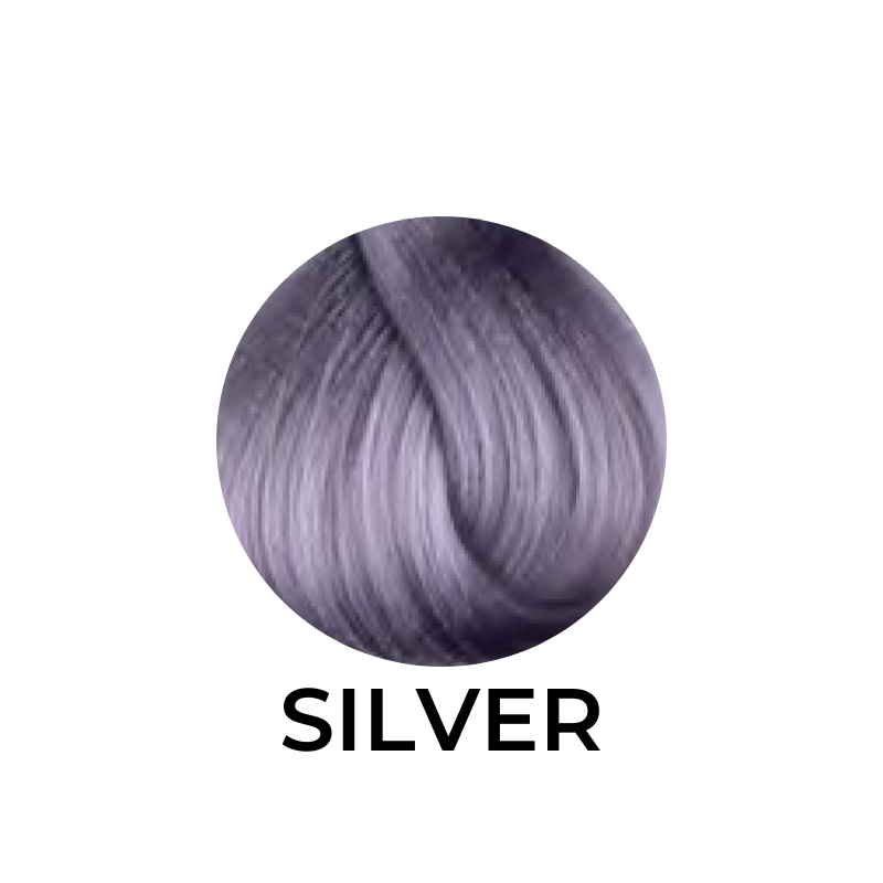 Silver hair color swatch, sleek and glossy, for beauty and salon use