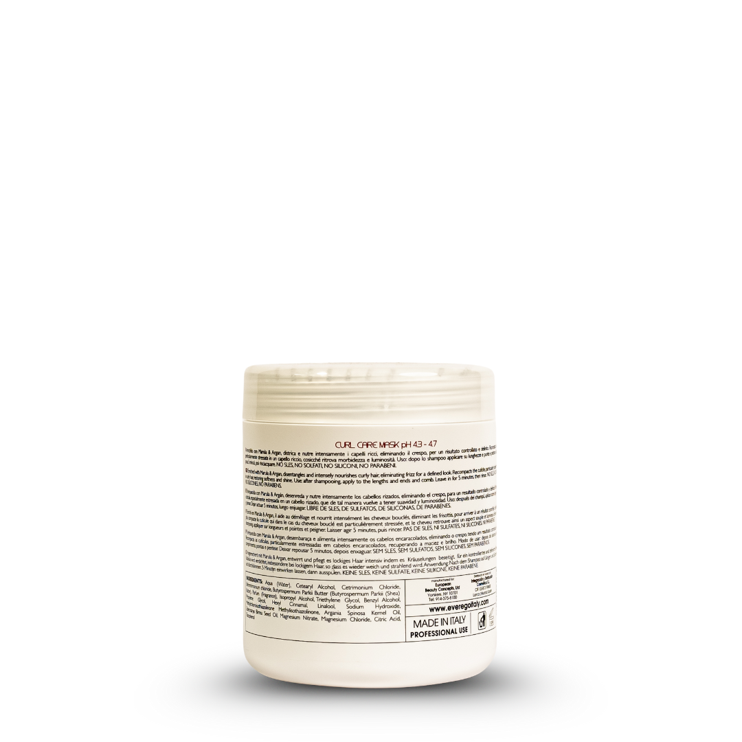 Curl Care Mask pH 4.3-4.7 for curly hair, sulfate-free, made in Italy, professional use