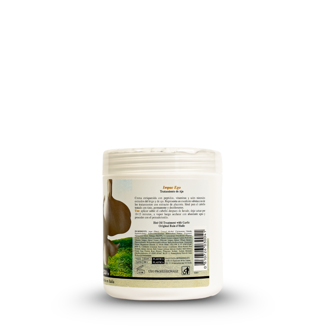 Impac Ego Garlic Hot Oil Treatment for colored or treated hair, professional use, made in Italy