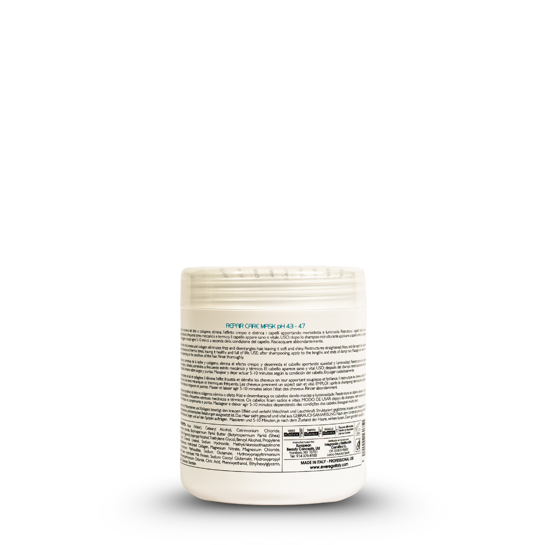 Repair Care Mask pH 4.3-4.7 for frizzy hair, made in Italy, professional use