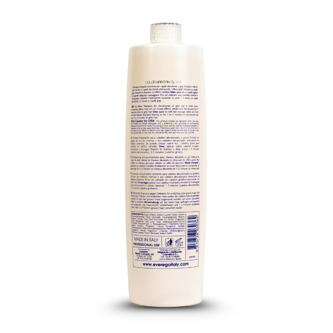 Color Maintain Silver shampoo for grey hair, professional use, made in Italy, nourishing formula
