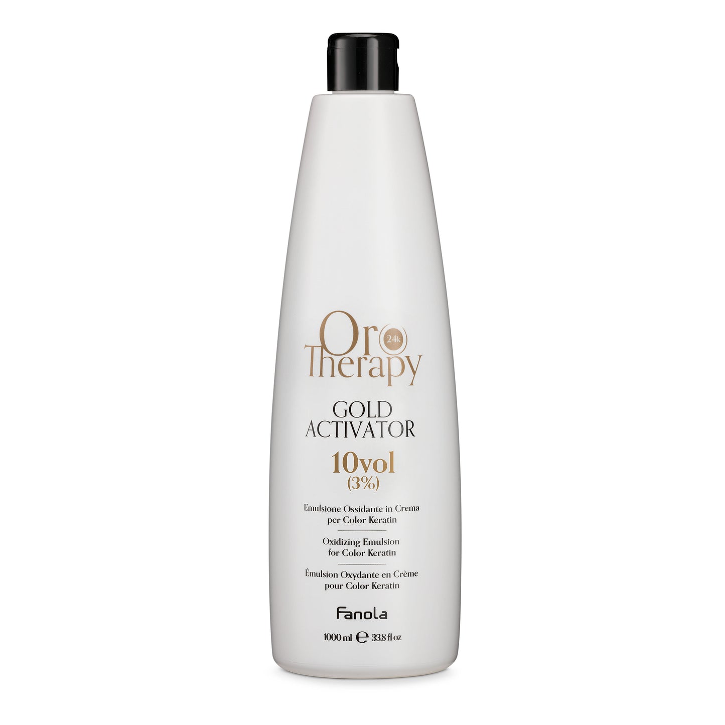 Oro Therapy Gold Activator 10vol for Color Keratin hair treatment, 1000ml bottle with black cap