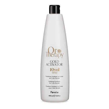 Oro Therapy Gold Activator 10vol for Color Keratin hair treatment, 1000ml bottle with black cap