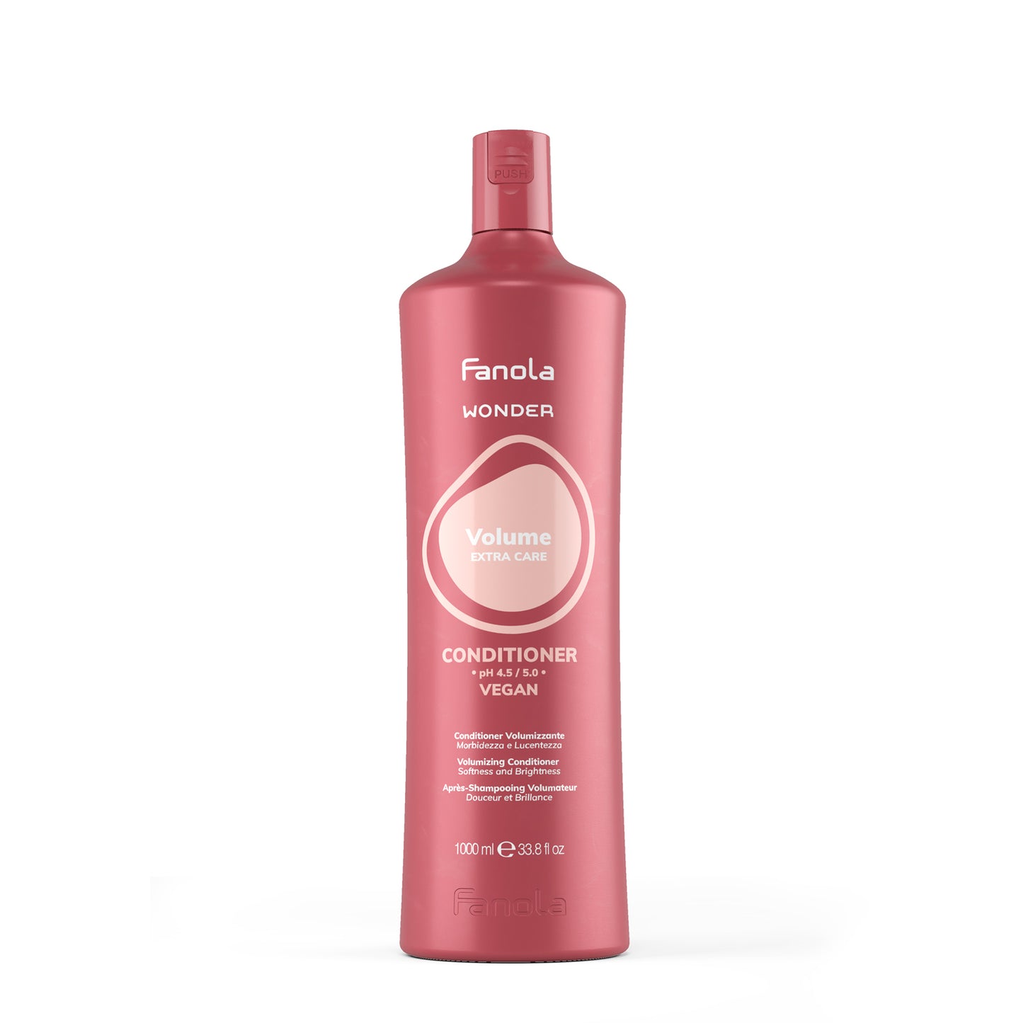 Fanola Wonder Volume Extra Care Conditioner, vegan hair care for softness and brightness, 1000ml