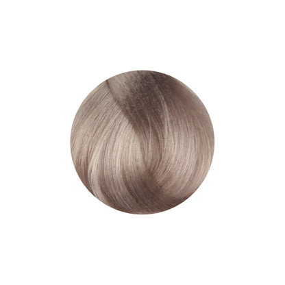 Ash blonde hair color swatch for salon hair dye, showcasing smooth, multi-tonal highlights and lowlights