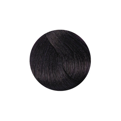 Deep black hair color swatch for salon or home use, showcasing rich, dark tone