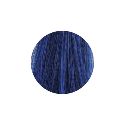 Vibrant blue hair color swatch for salon or at-home dye, showcasing rich pigment and smooth texture.