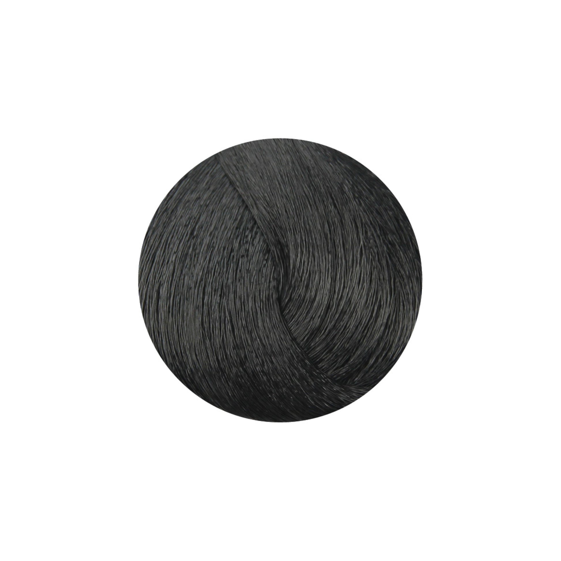 Dark ash brown hair color swatch for salon use, showcasing rich tone and texture