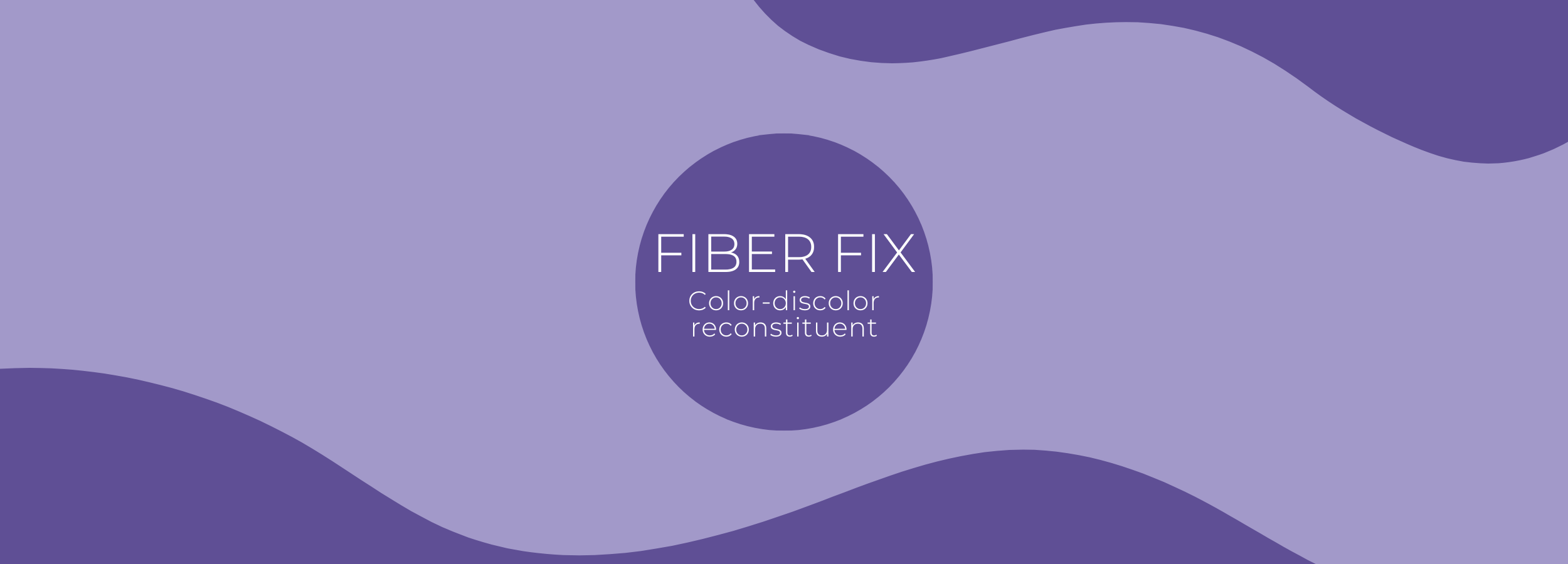 Fiber Fix color-discolor reconstituent on purple abstract background