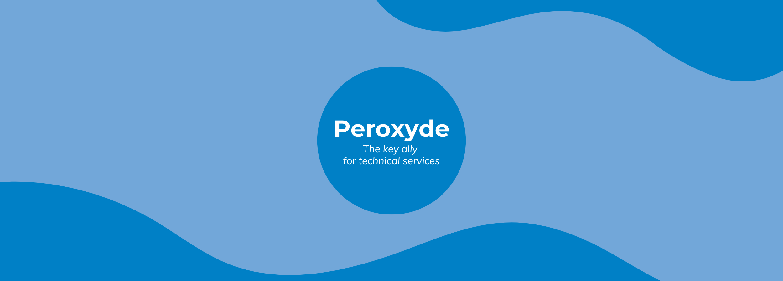 Peroxide technical services graphic with blue wave design
