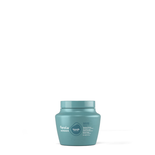 Fanola Wonder Smooth Extra Care hair mask for softness and brightness, vegan formula in teal jar