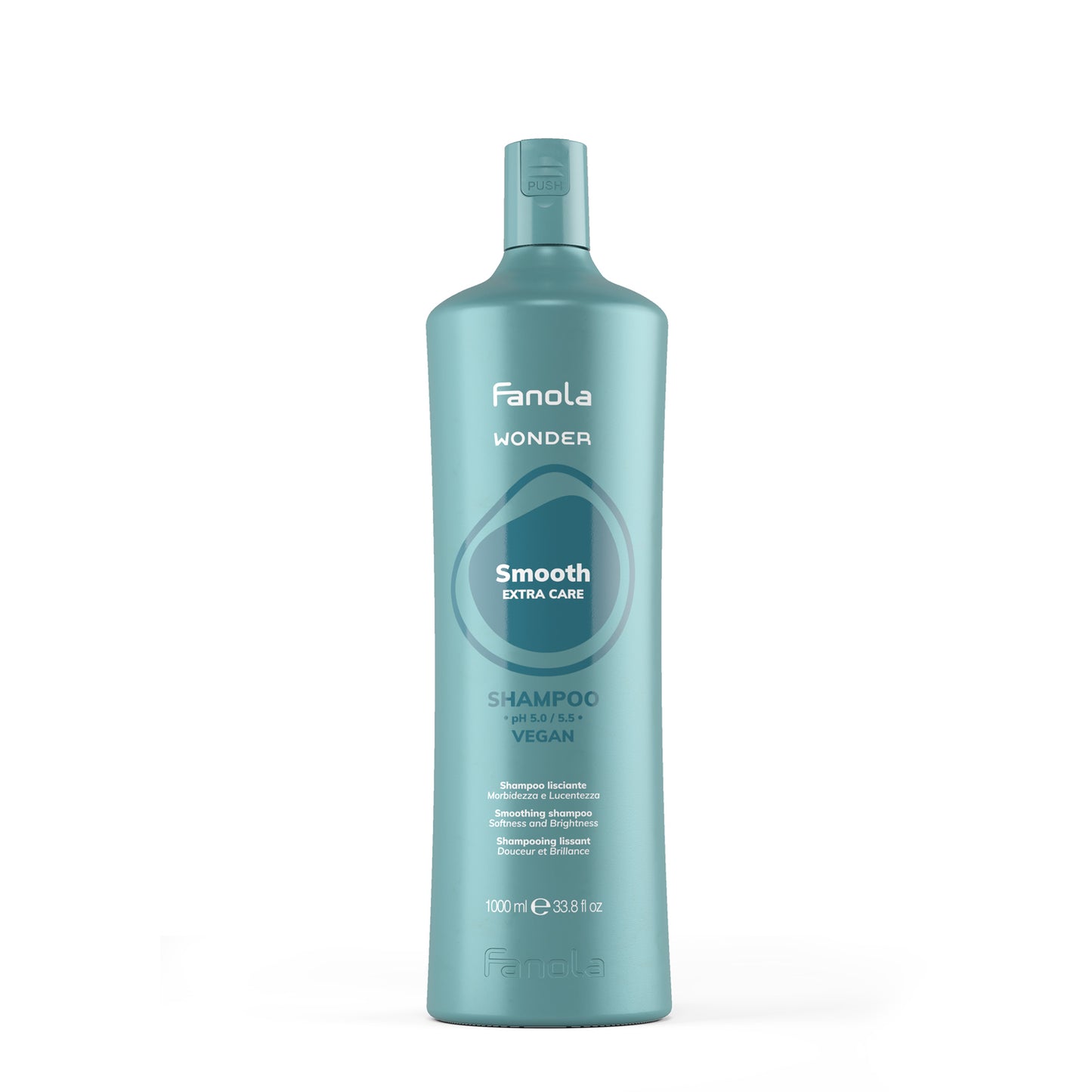 Fanola Wonder Smooth Extra Care Vegan Shampoo for softness and brightness, 1000ml