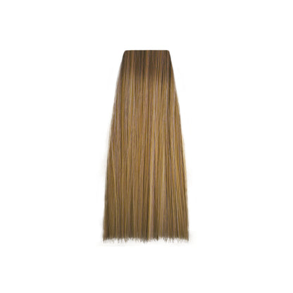 Straight brown hair swatch with golden highlights for beauty styling
