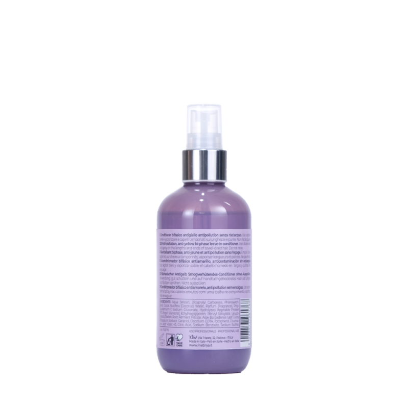 Purple anti-yellow toning conditioner bottle with spray nozzle, for blonde or gray hair care