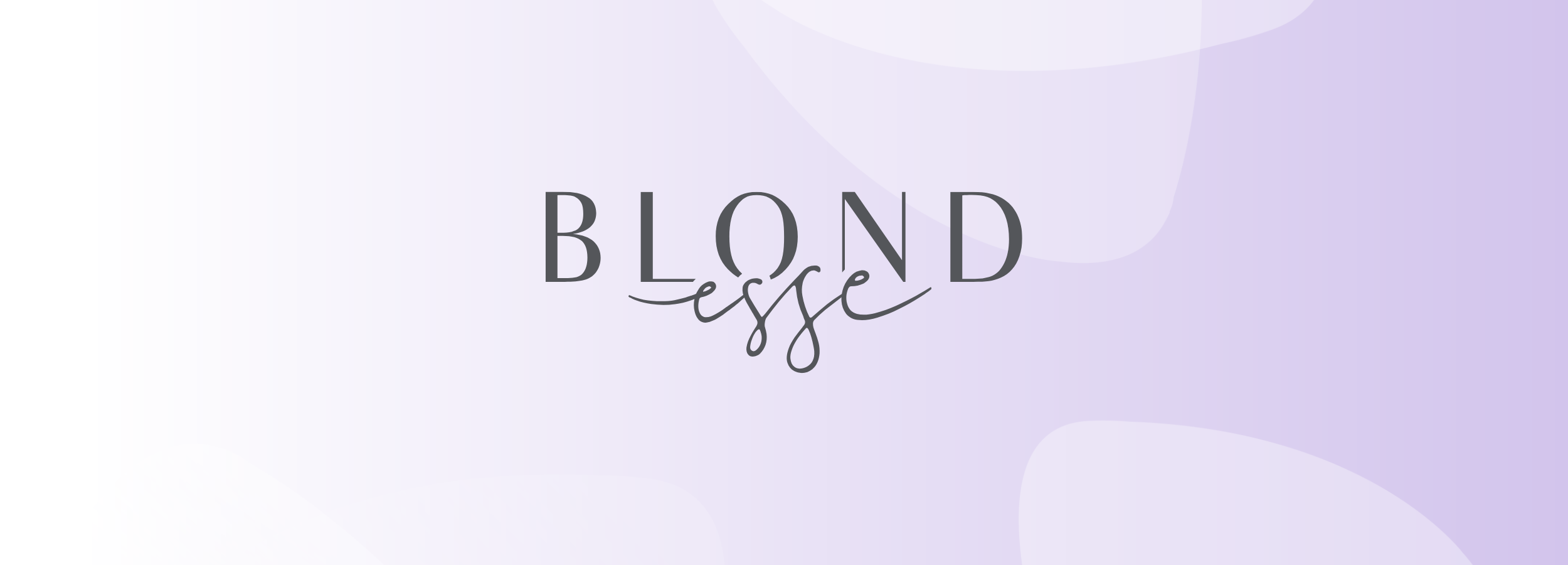 BLOND eXotic text on soft purple gradient background, beauty product branding