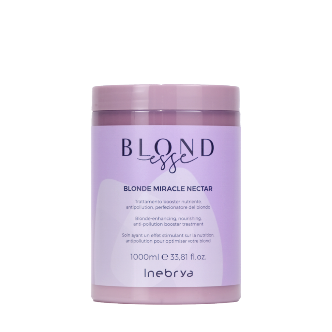 Blonde Miracle Nectar hair treatment by Inebrya, nourishing anti-pollution booster for blonde hair, 1000ml