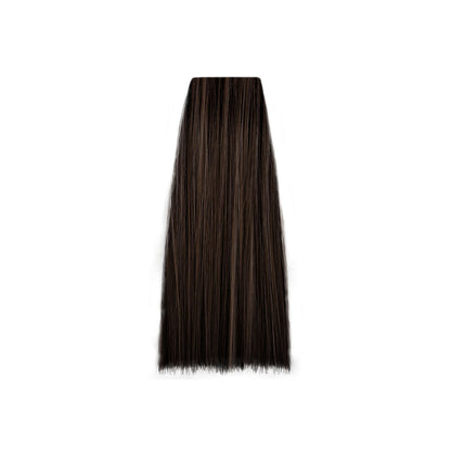 Rich dark brown hair swatch for salon color selection, smooth texture, professional beauty product