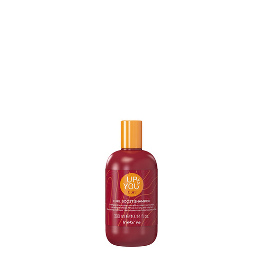 UP to YOU Curl Boost Shampoo for wavy, curly, and coily hair in a red bottle with orange cap