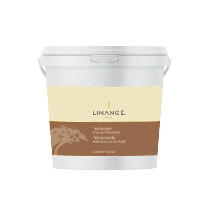 Linange Italy Texturizer Shea Butter Cream in white tub, 0.45kg, for hair care and styling