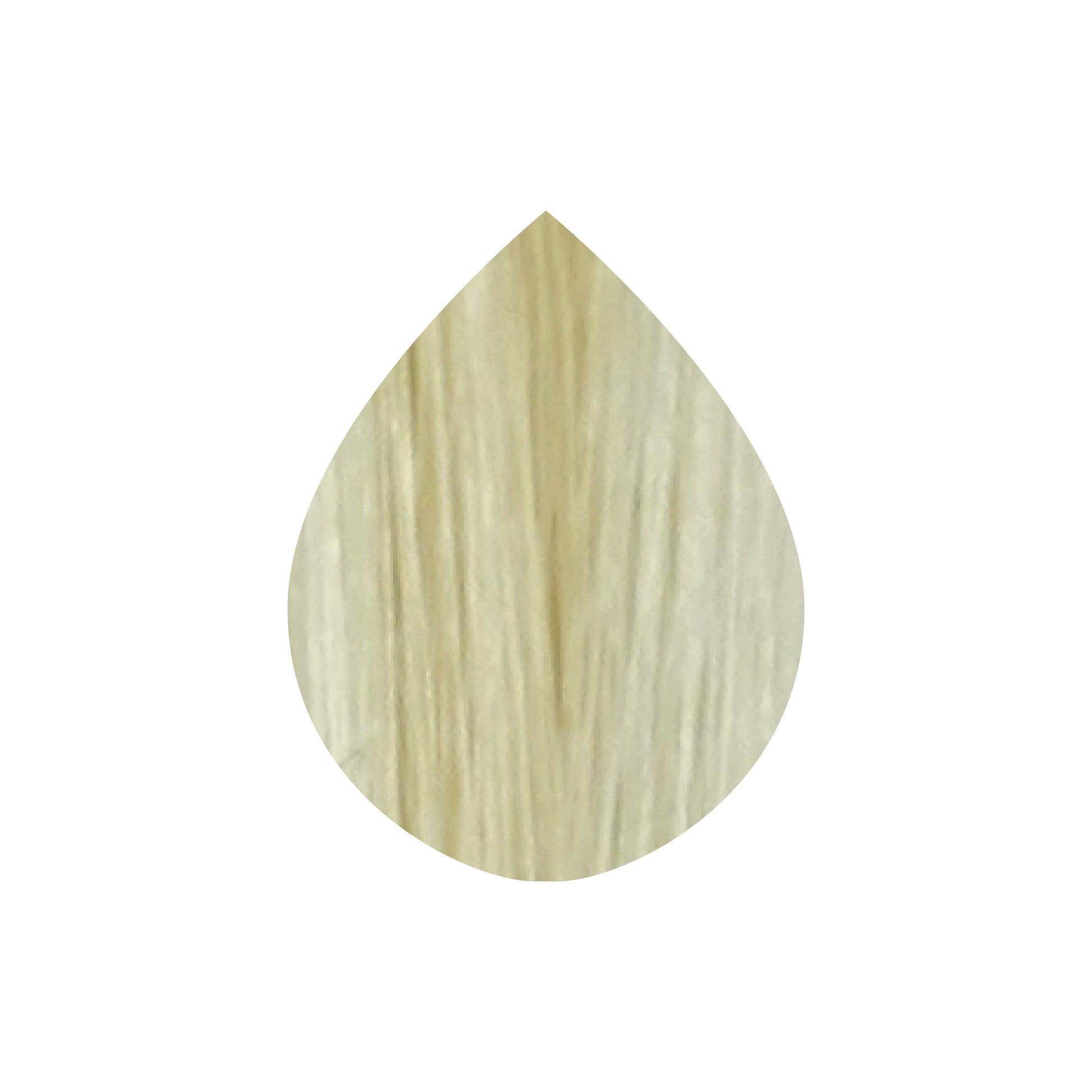 Light blonde hair color swatch in teardrop shape for beauty products