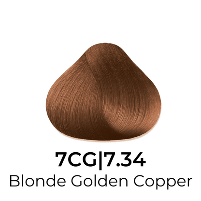 Blonde Golden Copper hair color swatch 7CG|7.34 for salon use