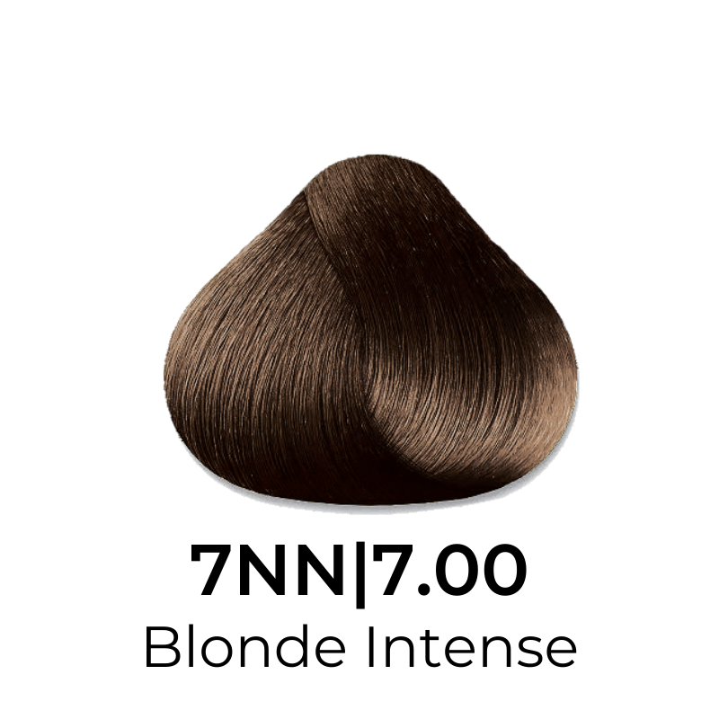 7NN 7.00 Blonde Intense hair color swatch, rich warm brown tone for salon-grade hair dye