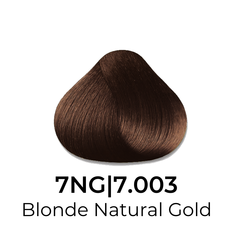 Blonde Natural Gold hair color swatch 7NG|7.003 for beauty styling