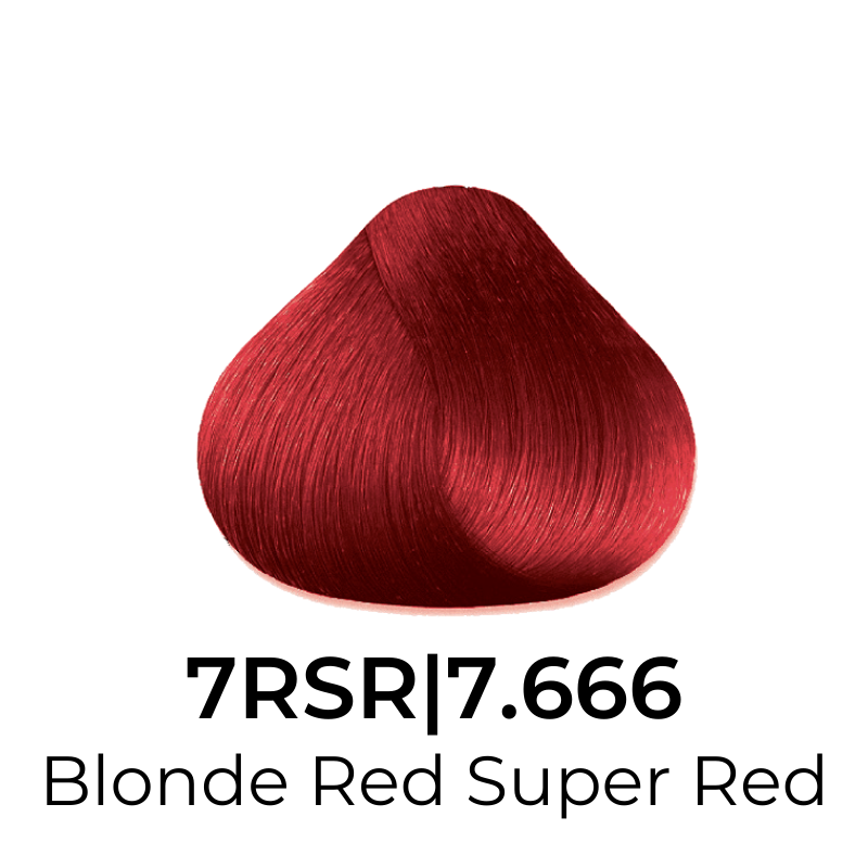 Blonde Red Super Red hair color swatch 7RSR|7.666, vibrant red tone for beauty styling