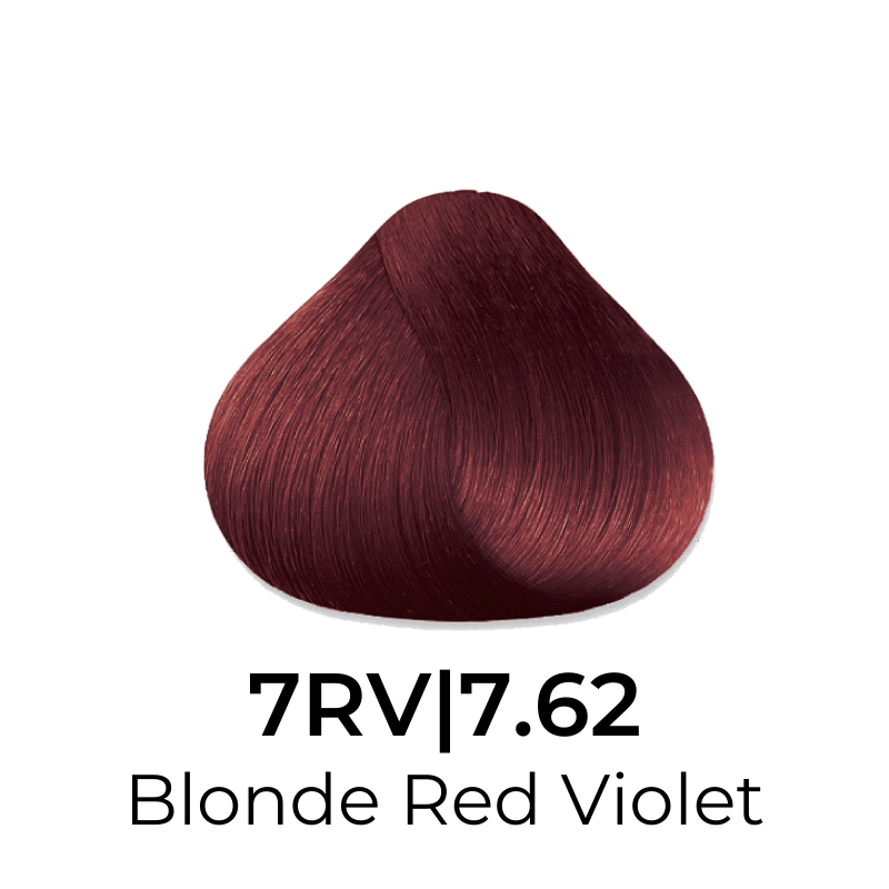 Blonde Red Violet hair color swatch 7RV|7.62 for salon or home use