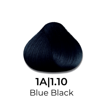 Blue Black hair color swatch 1A|1.10 for professional salon use