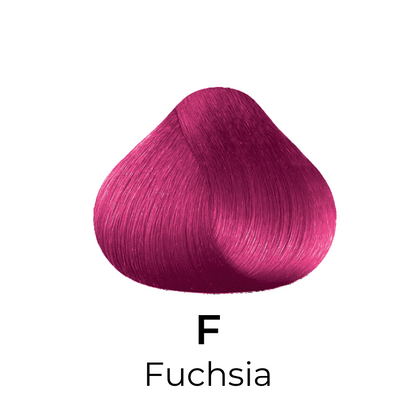 Vibrant fuchsia hair color swatch, bold magenta shade for salon or home use