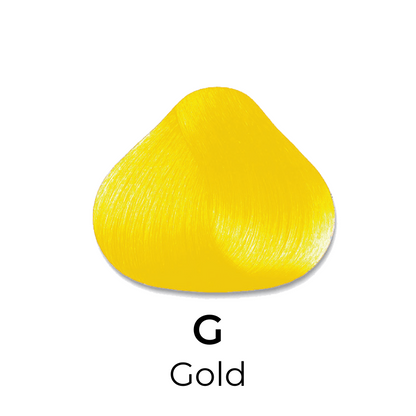 Vibrant gold hair color swatch labeled G Gold for beauty styling